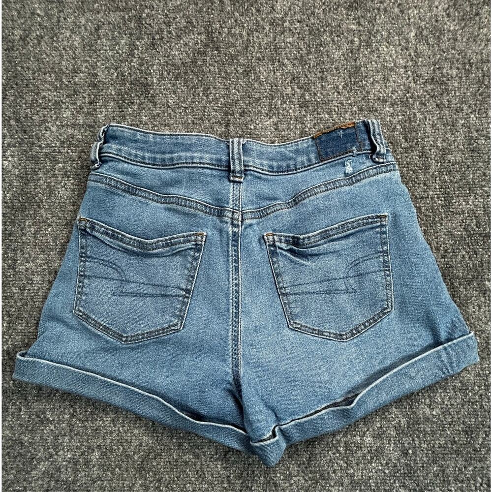 American Eagle High Rise Cuffed Denim Shorts Women's Size 00 Light Wash Stretch - Picture 2 of 6